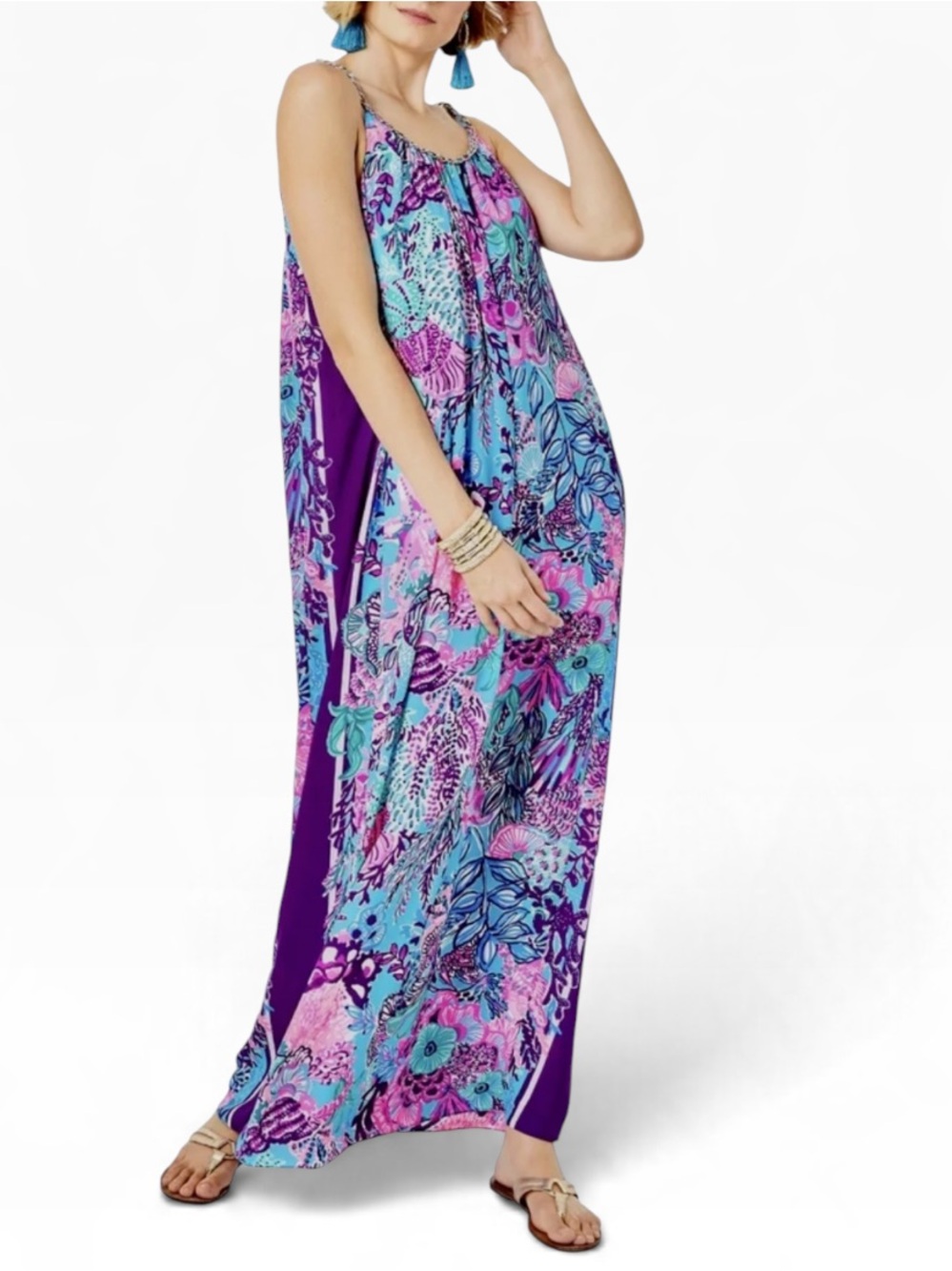 LILLY PULITZER HAZELYN MAXI DRESS SNUBA DUBA DOO TURQUOISE OASIS - Picture 4 of 10